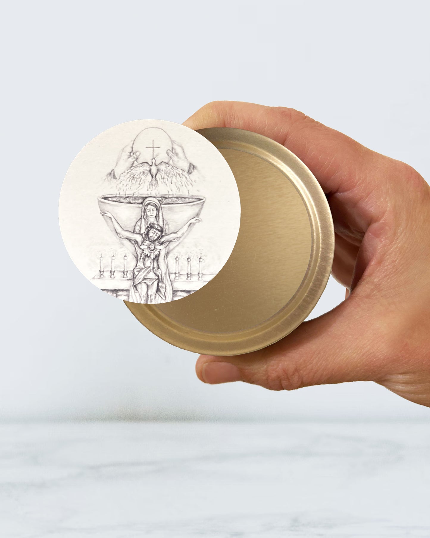 Eucharist Candle Tin (Chrism Scented, Gold)