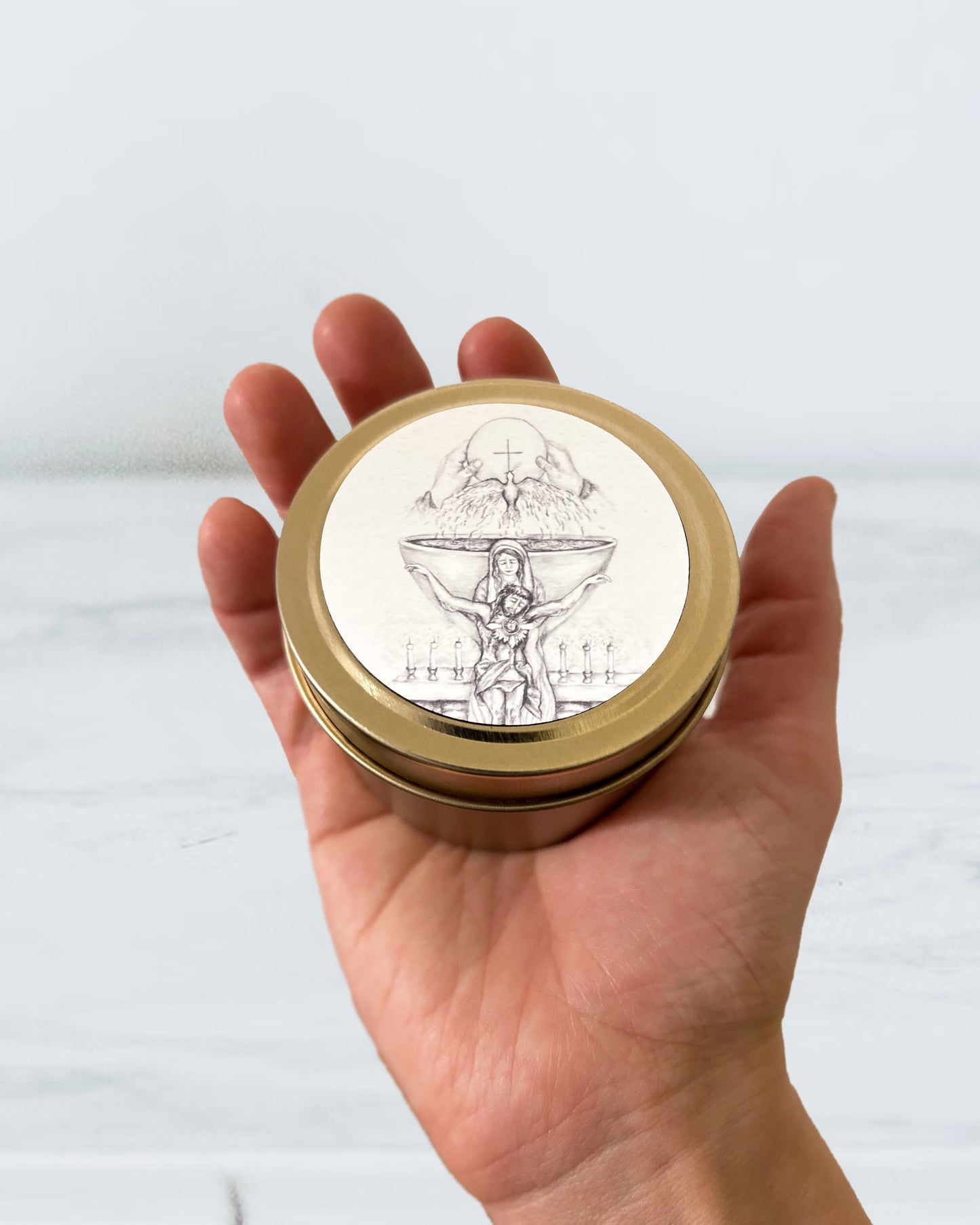 Eucharist Candle Tin (Chrism Scented, Gold)