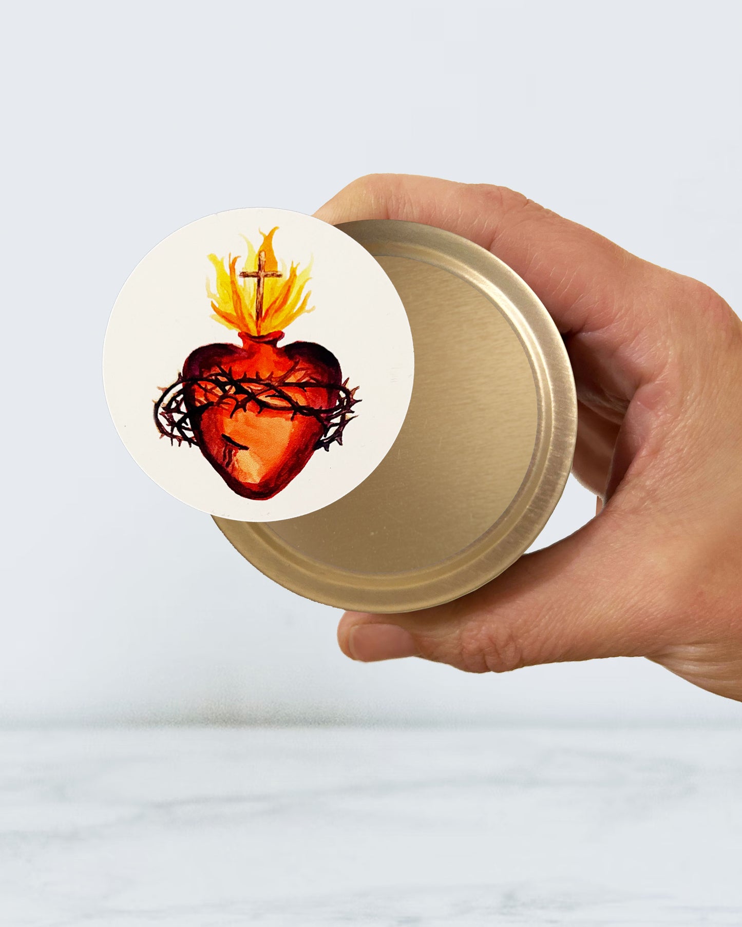Sacred Heart Candle Tin (Chrism)