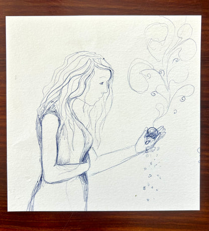 Morning Offering: Original Pen Sketch