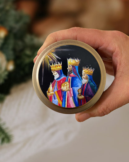 O Holy Night Candle Tin (Frankincense and Myrrh Scented, Gold)