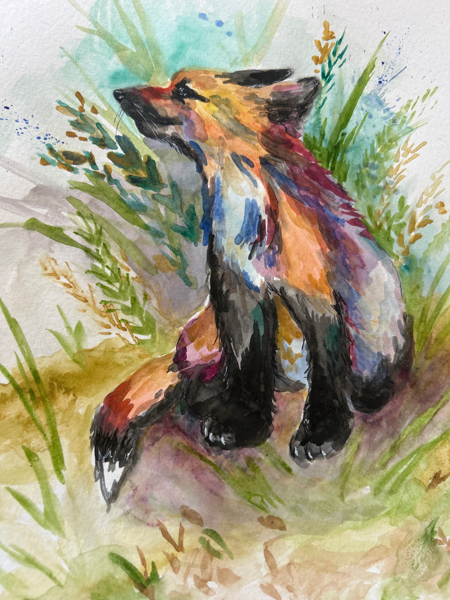 Golden Fox: Original Watercolor Painting