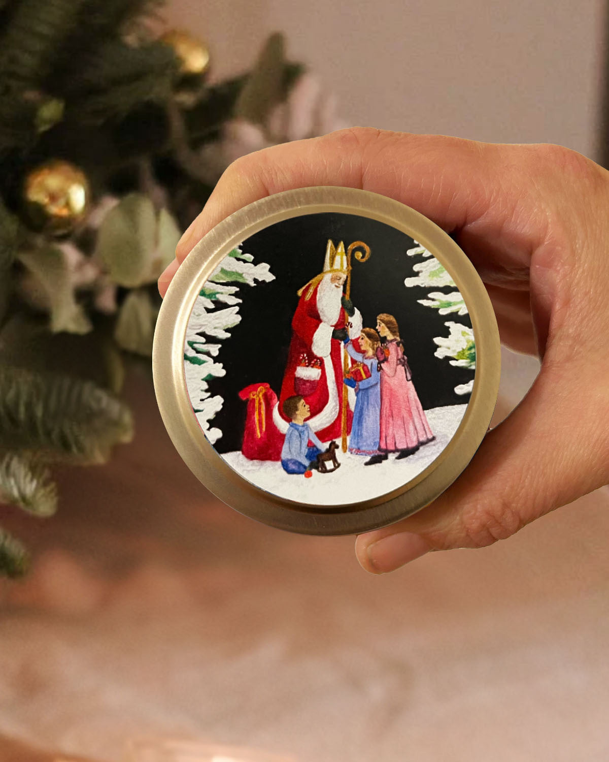 Jolly Ol Saint Nicholas Candle Tin (Cypress and Bayberry)