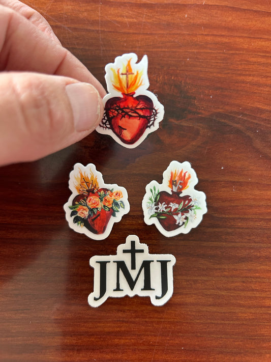 Mini Hearts of the Holy Family Stickers