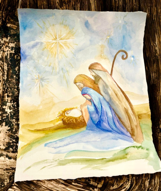 Prepare Him Room: Original Watercolor Painting