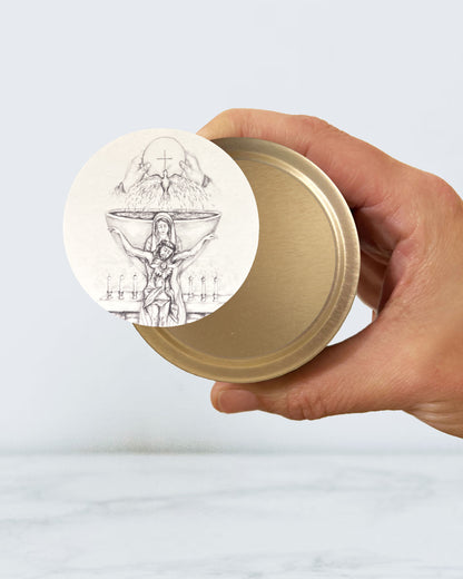 Eucharist Candle Tin (Chrism Scented, Gold)