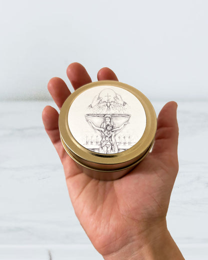 Eucharist Candle Tin (Chrism Scented, Gold)