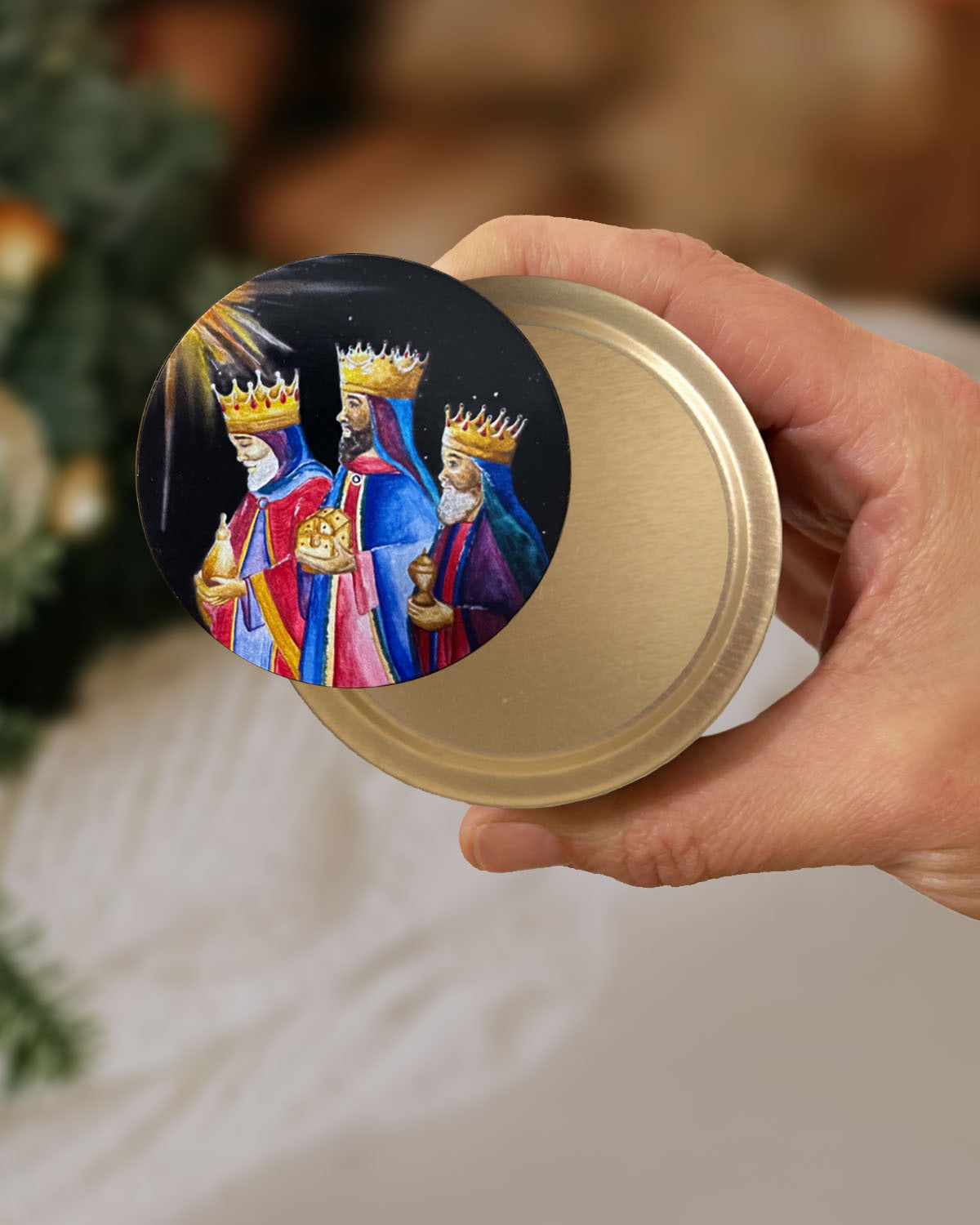 O Holy Night Candle Tin (Frankincense and Myrrh Scented, Gold)