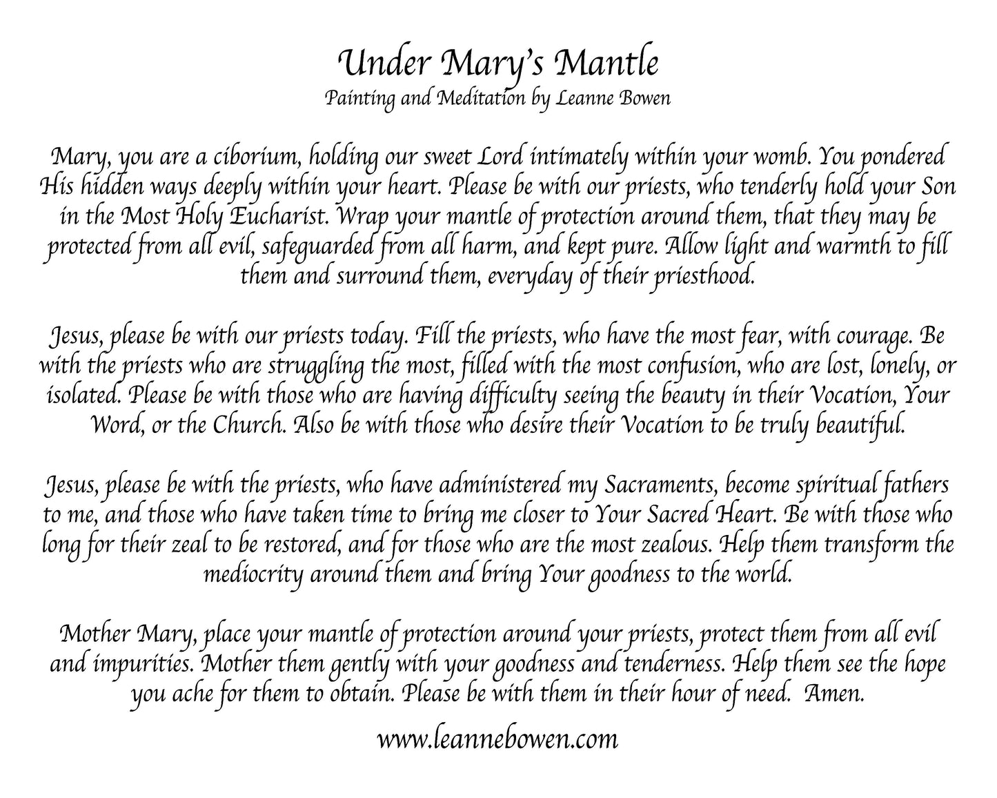 “Pray for Priests” Ministry- Under Mary's Mantle Extensive Digital Download