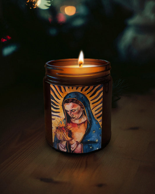 Our Lady Of Guadalupe Candle (Spanish Rose)