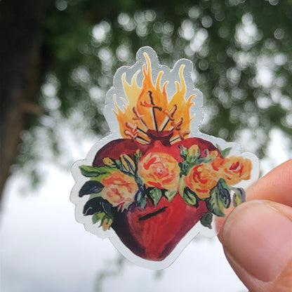 Hearts Of The Holy Family Stickers - Clear Vinyl