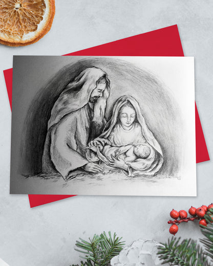 Holy Family Holiday Greeting Card (Red Envelopes)