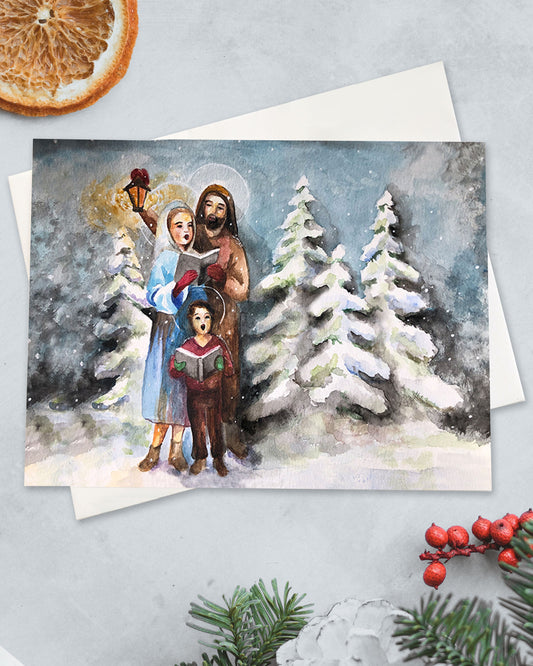Holy Family Wassailing Christmas Card